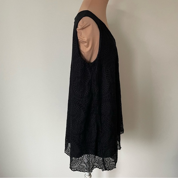 Sympli Black Mix Lace Reversible Tank Solid Jersey Sleeveless V-Neck Top NWT 8 - Picture 5 of 12